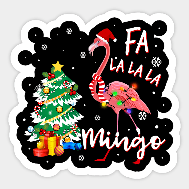 Cute Pink Flamingo Santa Hat Merry Christmas Sticker by TeeSky